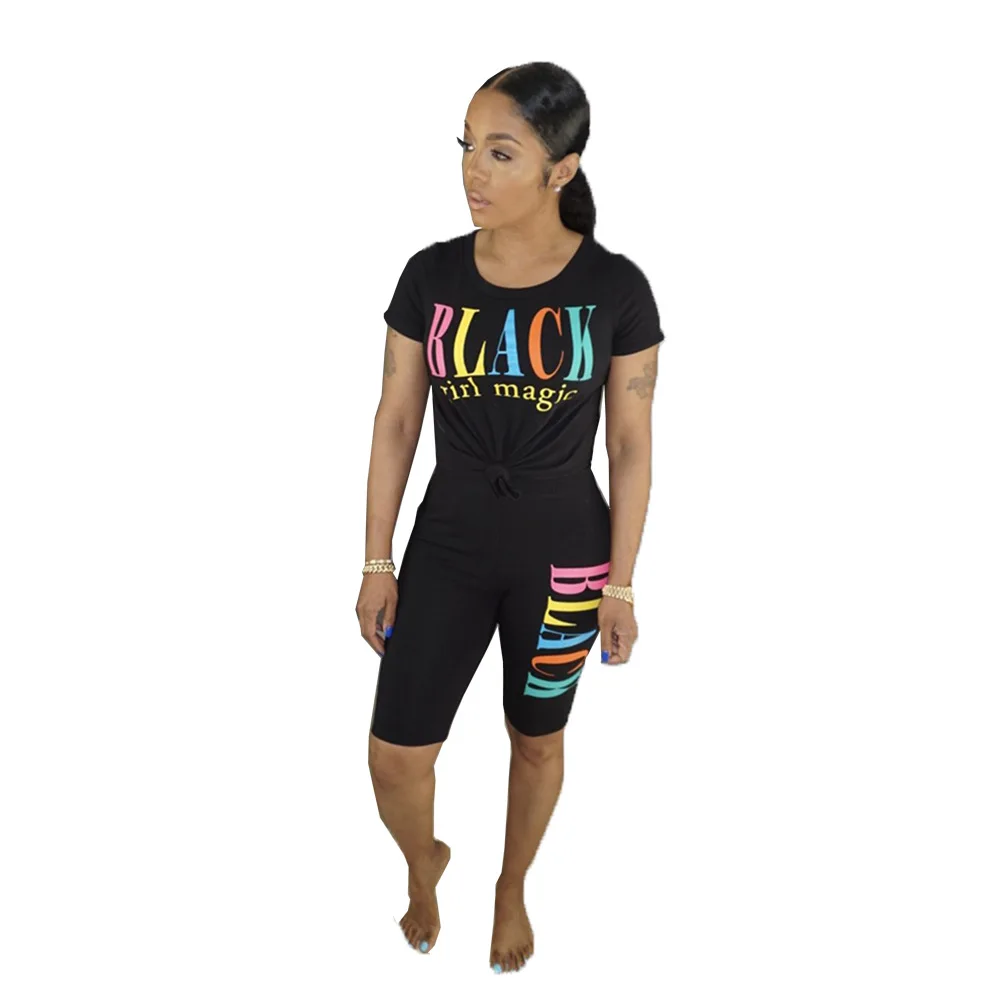 Two Piece Set Women 2020 New summer Letter Print Short Sleeve T-shirt Biker Shorts Suit Sport Tracksuit Outfit Matching Sets
Two Piece Set Women 2020 New summer Letter Print Short Sleeve T-shirt Biker Shorts Suit Sport Tracksuit Outfit Matching Sets