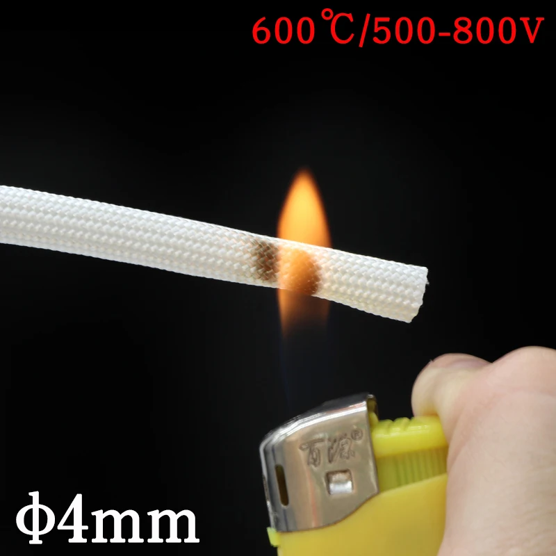 

ID 4mm Chemical Fiberglass Tube High Temperature 600Deg.C Braided Wire Cable Sleeve Insulated Flame Resistant Soft Pipe White