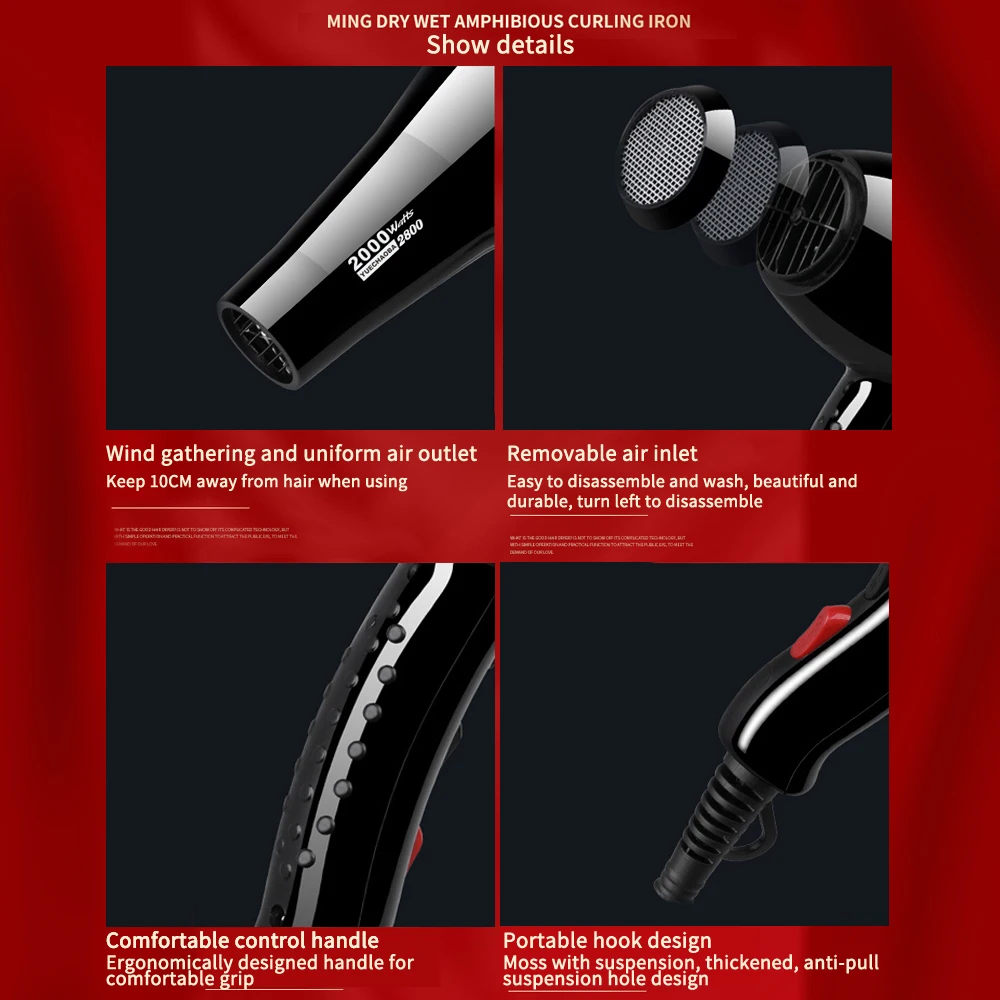 Professional 1000w/1199w Hair styling Strong Power Barber Salon Styling Tools No Injury Water Ions Hair Blower Hair Accessories
Professional 1000w/1199w Hair styling Strong Power Barber Salon Styling Tools No Injury Water Ions Hair Blower Hair Accessories