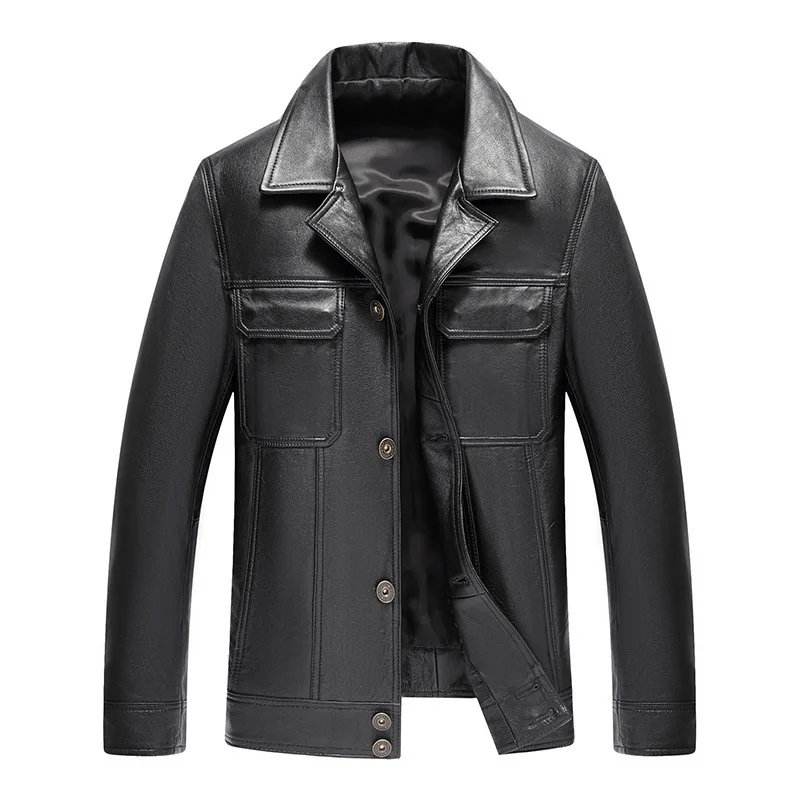2020 New Arrival Men Genuine Leather Jacket Fashion Lapel Collar Cow Business Slim Fit Male Outwear Plus Size | Мужская одежда