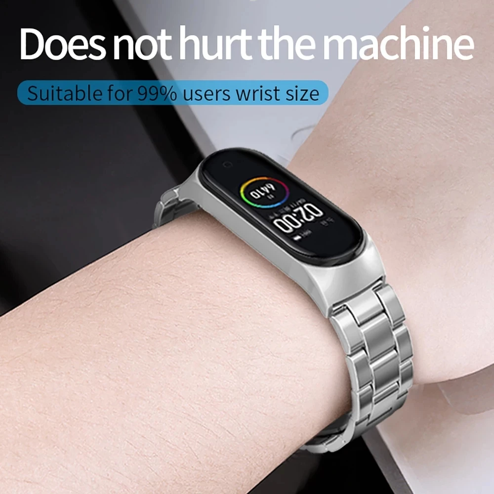 Металлический ремешок для Mi Band 5 сменный Браслет из нержавеющей стали с NFC Xiaomi 4 и 3
