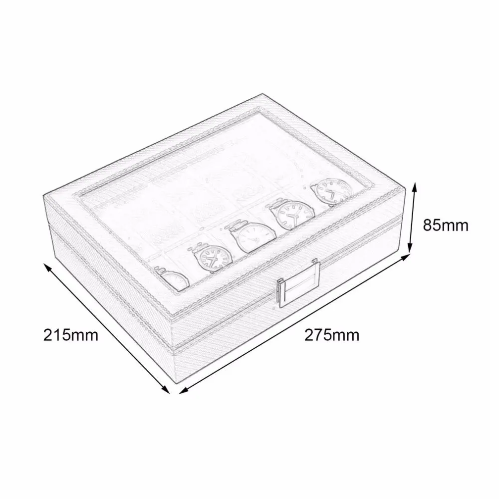 2021 10 Grids Carbon Fibre Pattern Watch Box Watch Holder Storage Box Jewelry Display Black Color Case Storage Organizer
2021 10 Grids Carbon Fibre Pattern Watch Box Watch Holder Storage Box Jewelry Display Black Color Case Storage Organizer
