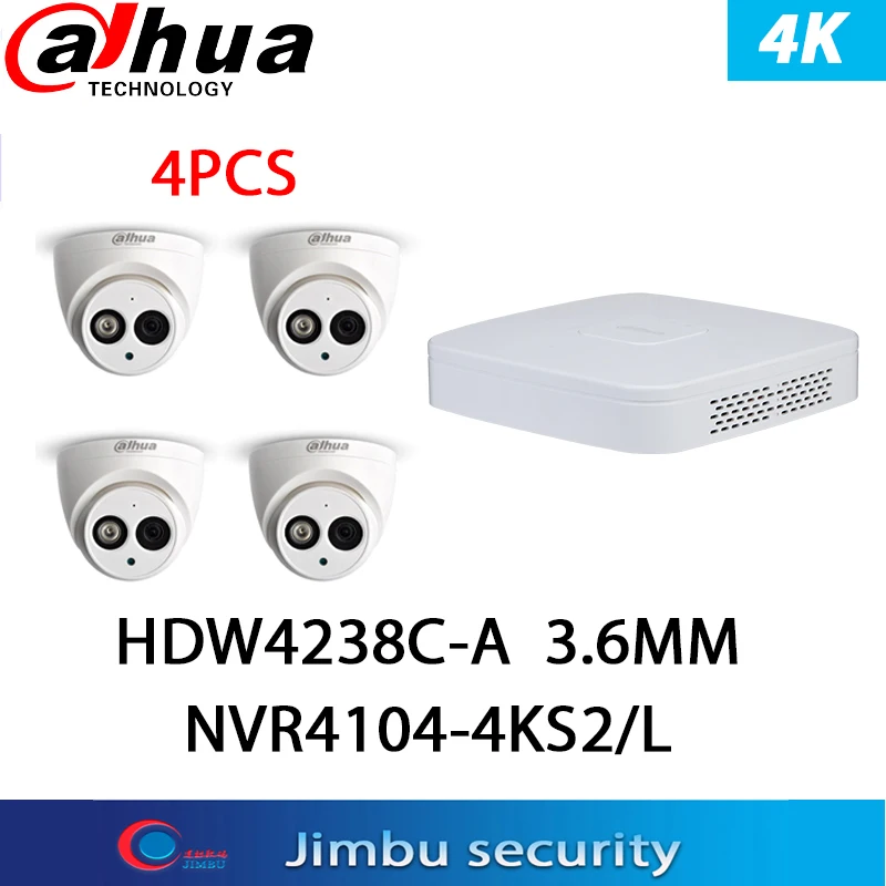 

Система видеозаписи Dahua с 4 камерами, комплекты сетевого видеорегистратора, 4 канала, 4K, видеозаписывающее устройство, DHI-NVR4104-4KS2/L и 2 Мп, IP-каме...