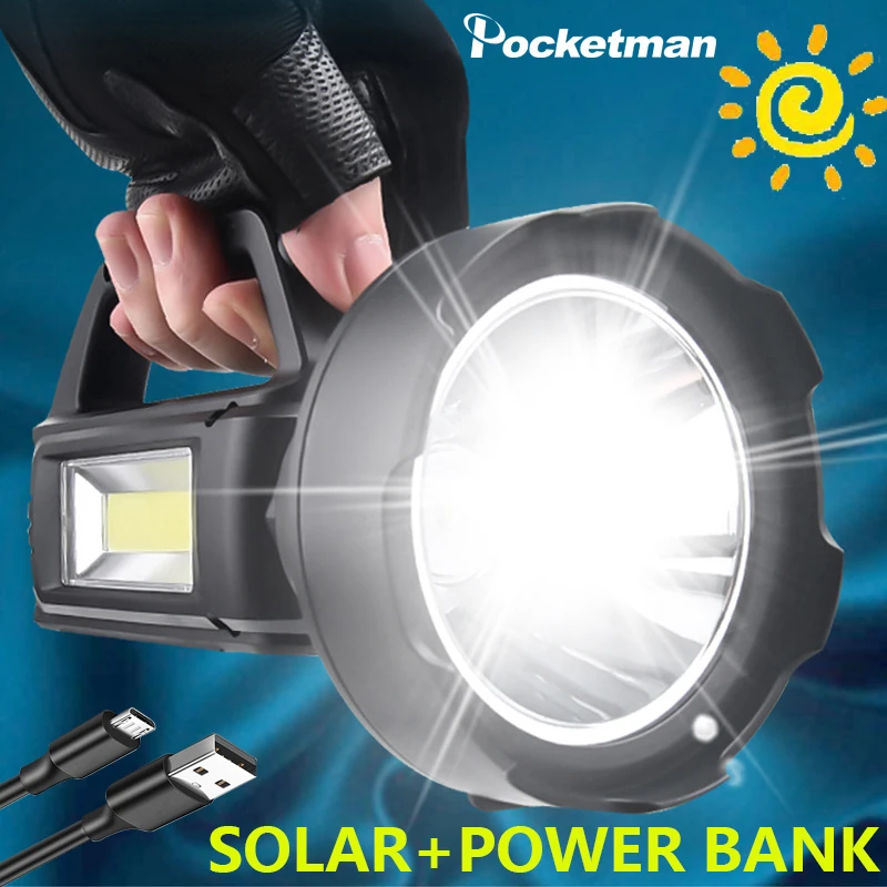 Solar Portable Lamp Flashlight Strong Light Long-range Spotlight USB Rechargeable Outdoor Searchlight Power Bank Camping Light
Solar Portable Lamp Flashlight Strong Light Long-range Spotlight USB Rechargeable Outdoor Searchlight Power Bank Camping Light