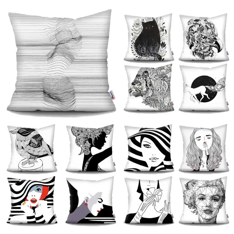 Black White Abstract animal Cushion Cover 45x45 Pillowcase Sofa Cushions Polyester Throw Pillow Case Home Decoration Pillowcase
Black White Abstract animal Cushion Cover 45x45 Pillowcase Sofa Cushions Polyester Throw Pillow Case Home Decoration Pillowcase