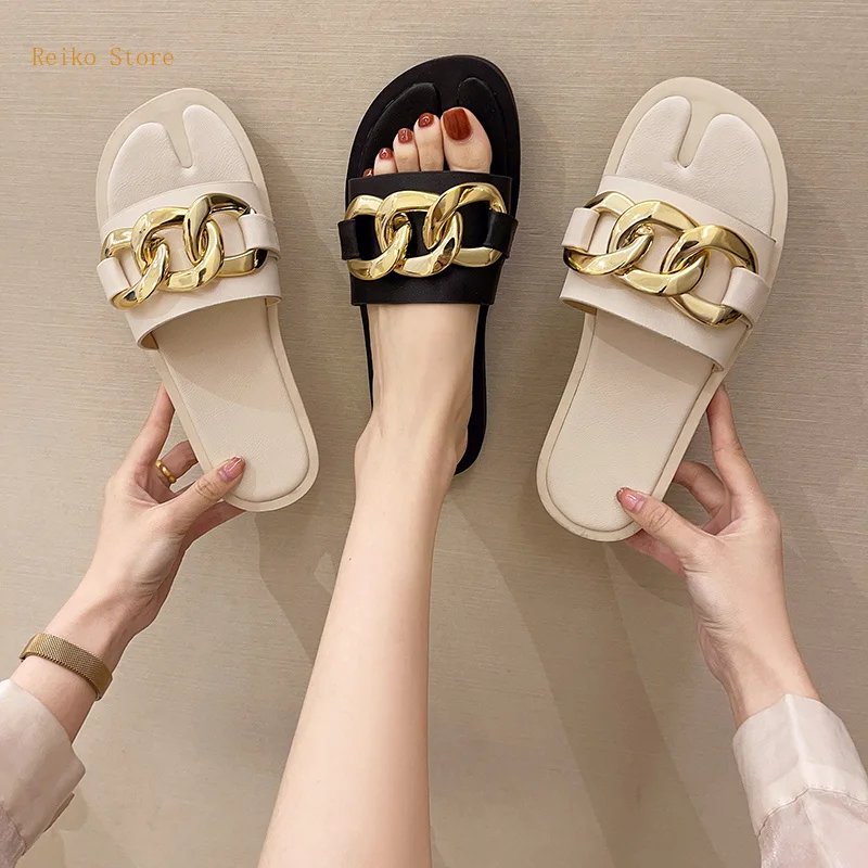 Za Women's Shoes Black Charm Flat Sandal Slippers Fashion Open Toe Golden Chain Outer Wear One-Word Sandals Travel Summer
Za Women's Shoes Black Charm Flat Sandal Slippers Fashion Open Toe Golden Chain Outer Wear One-Word Sandals Travel Summer