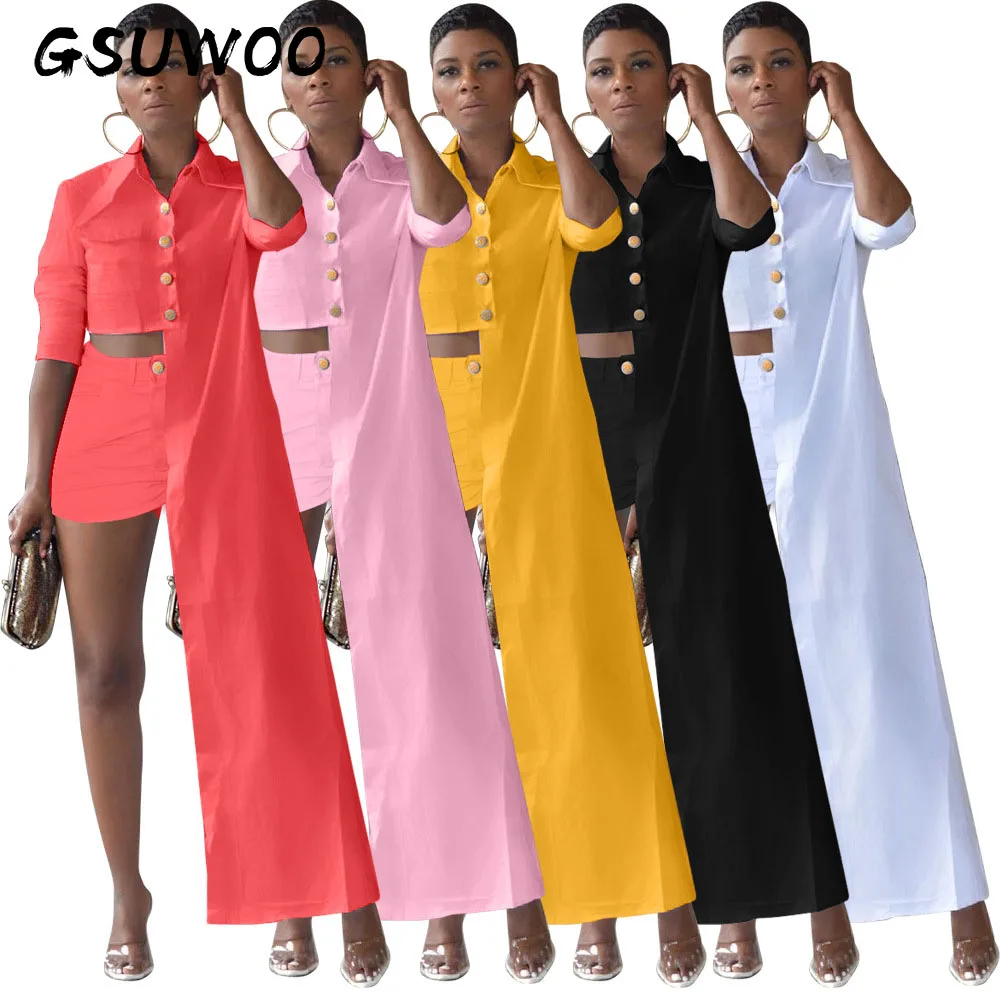 GSUWOO Autumn Fashion Women Irregular Casual Shirt Shorts Two Piece Set Long Sleeve Button Asymmetrical Shirts Shorts Outfits
GSUWOO Autumn Fashion Women Irregular Casual Shirt Shorts Two Piece Set Long Sleeve Button Asymmetrical Shirts Shorts Outfits