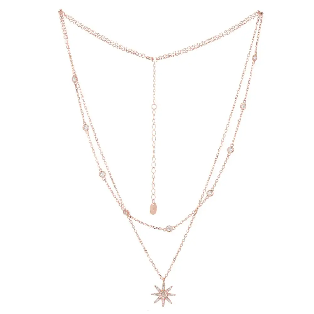 925 Sterling Silver AAA CZ Double Layered Starburst Charms Necklaces for Women Birthday Christmas Valentines Anniversary Gifts
925 Sterling Silver AAA CZ Double Layered Starburst Charms Necklaces for Women Birthday Christmas Valentines Anniversary Gifts