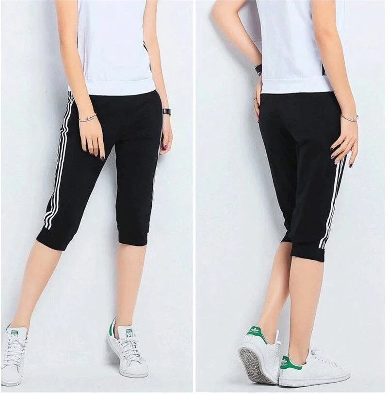 Women Sweatpants Summer Capris Pants Side Striped Elastic High Waist Sport Casual Calf Length Trousers Plus Size
Women Sweatpants Summer Capris Pants Side Striped Elastic High Waist Sport Casual Calf Length Trousers Plus Size
