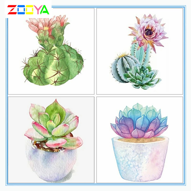 Zooya 5D кристаллы алмазы Сделай Сам Картина суккулент новая 3D форма алмазная