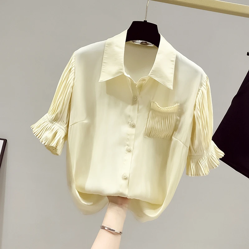 New 2022 Summer Fashion Women's Ruffles Flare Short Sleeves Turn Down Collar Chiffon Shirt Ladies Casual Shirts Tops
New 2022 Summer Fashion Women's Ruffles Flare Short Sleeves Turn Down Collar Chiffon Shirt Ladies Casual Shirts Tops