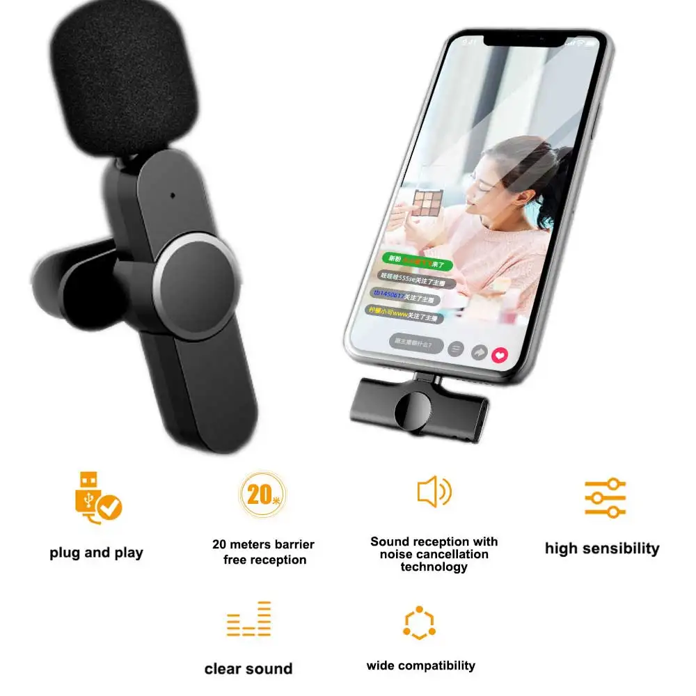 Wireless Lavalier Radio Microphone Compatible for Andriod Phones Tablet - Wireless Lapel Lavalier Microphone System
Wireless Lavalier Radio Microphone Compatible for Andriod Phones Tablet - Wireless Lapel Lavalier Microphone System