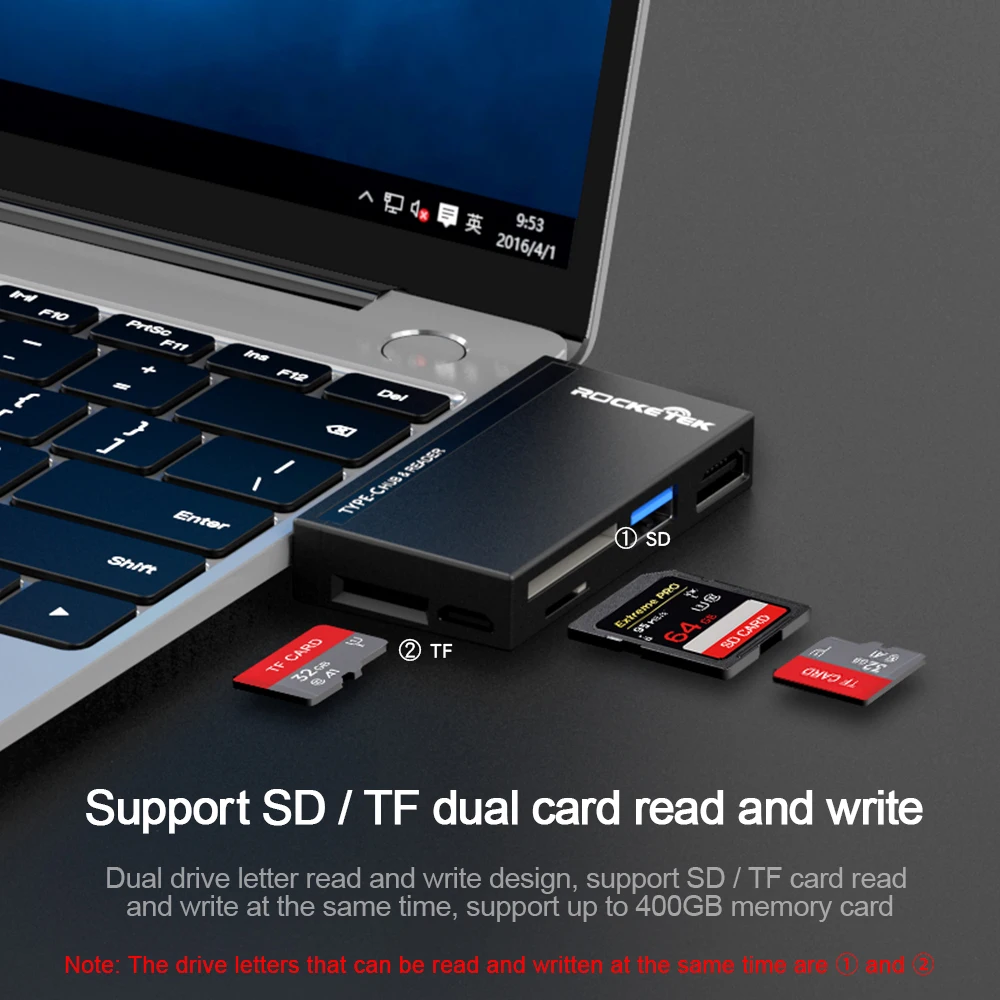 Rocketek Тип USB C 3.1 Тип-C Hub 3.0 4K HDMI-совместимый адаптер Micro SD TF/SD кард-ридер PD DC для MacBook