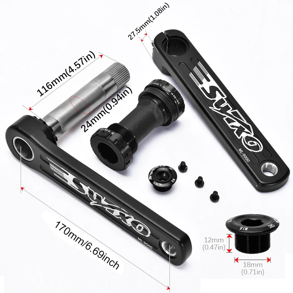 170mm 175mm Cycling Bicycle Crankset With Bottom Bracket Mountain Bike Accessories Parts BB Lightweight Durable Aluminum Alloy
170mm 175mm Cycling Bicycle Crankset With Bottom Bracket Mountain Bike Accessories Parts BB Lightweight Durable Aluminum Alloy
