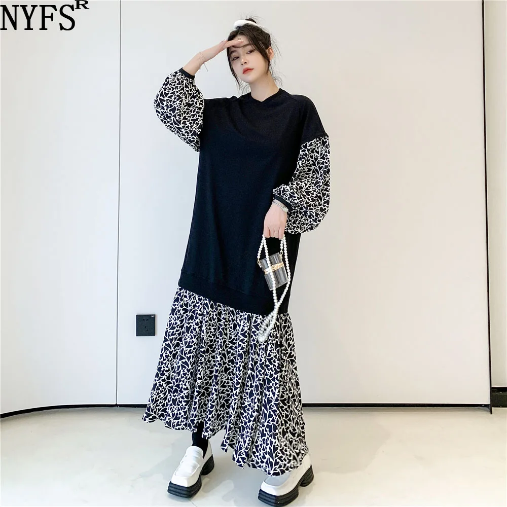 NYFS 2021 Korean New Autumn Winter Loose Patchwork Printed Woman Dress Vestidos Robe femme Fashion Elbise Hoodie Dress
NYFS 2021 Korean New Autumn Winter Loose Patchwork Printed Woman Dress Vestidos Robe femme Fashion Elbise Hoodie Dress