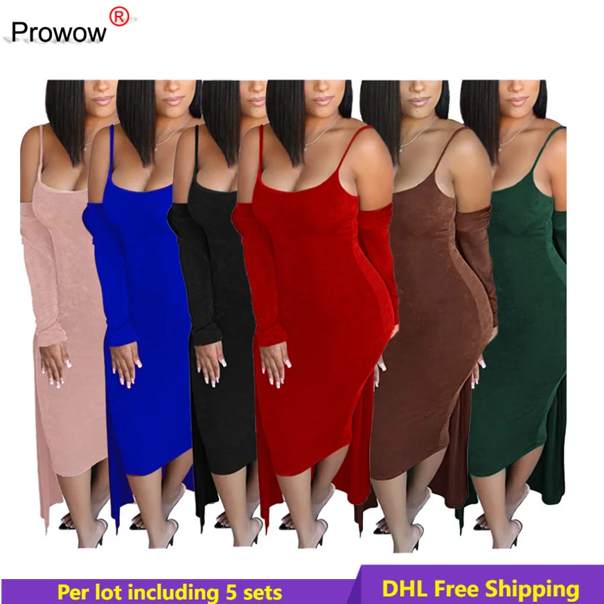 PROWOW Velvet Dress+cardigan Women Two Piece Set Long Velour Coat Bodyon Dress Fall Winter Sexy slip dress + coat two sets 6276
PROWOW Velvet Dress+cardigan Women Two Piece Set Long Velour Coat Bodyon Dress Fall Winter Sexy slip dress + coat two sets 6276