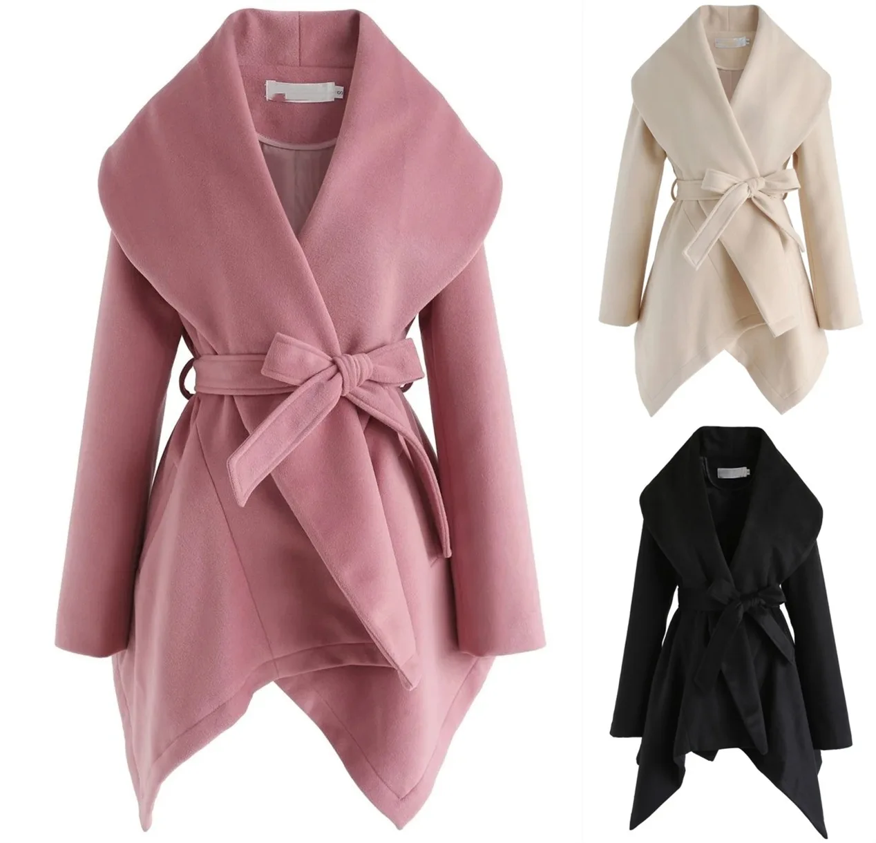 Autumn and winter new fashion solid color lace-up cross shawl woolen coat women cashmere
Autumn and winter new fashion solid color lace-up cross shawl woolen coat women cashmere
