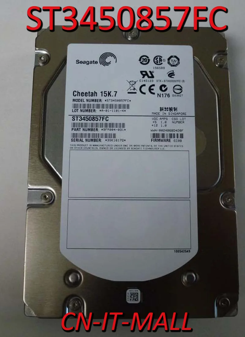 Seagate Cheetah 15K.7 ST3450857FC 450GB 15000 RPM 16MB Cache Fibre Channel 4Gb/s 3.5" Internal Hard Drive 
Seagate Cheetah 15K.7 ST3450857FC 450GB 15000 RPM 16MB Cache Fibre Channel 4Gb/s 3.5" Internal Hard Drive