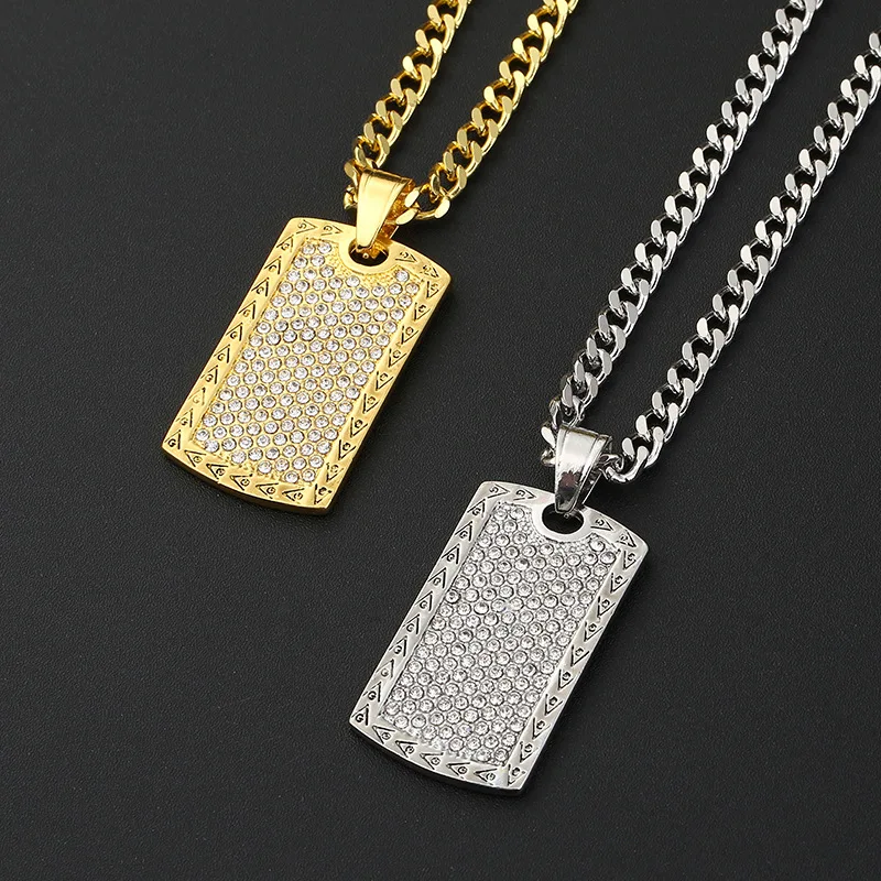 Mens Hip Hop Jewelry Rock Gold Color Micro Pave Full Rhinestone Dog Tag Pendants Necklace for Men Jewelry for Women Wholesale
Mens Hip Hop Jewelry Rock Gold Color Micro Pave Full Rhinestone Dog Tag Pendants Necklace for Men Jewelry for Women Wholesale