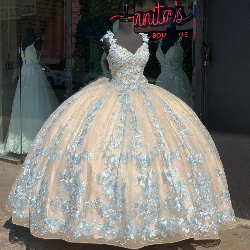 Champagne Blue Quinceanera Dresses Lace Applique Sweet 16 Dresses Vestidos De 15 Anos Masquerade xv Party Dress
Champagne Blue Quinceanera Dresses Lace Applique Sweet 16 Dresses Vestidos De 15 Anos Masquerade xv Party Dress