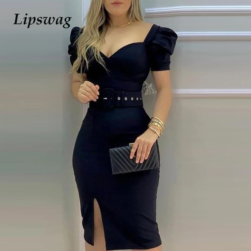 2021 Summer Elegant Puff Sleeve Solid Party Dress Sexy Square Collar Midi Dress Ladies Spring Casual Fashion Slit Dress Vestidos
2021 Summer Elegant Puff Sleeve Solid Party Dress Sexy Square Collar Midi Dress Ladies Spring Casual Fashion Slit Dress Vestidos