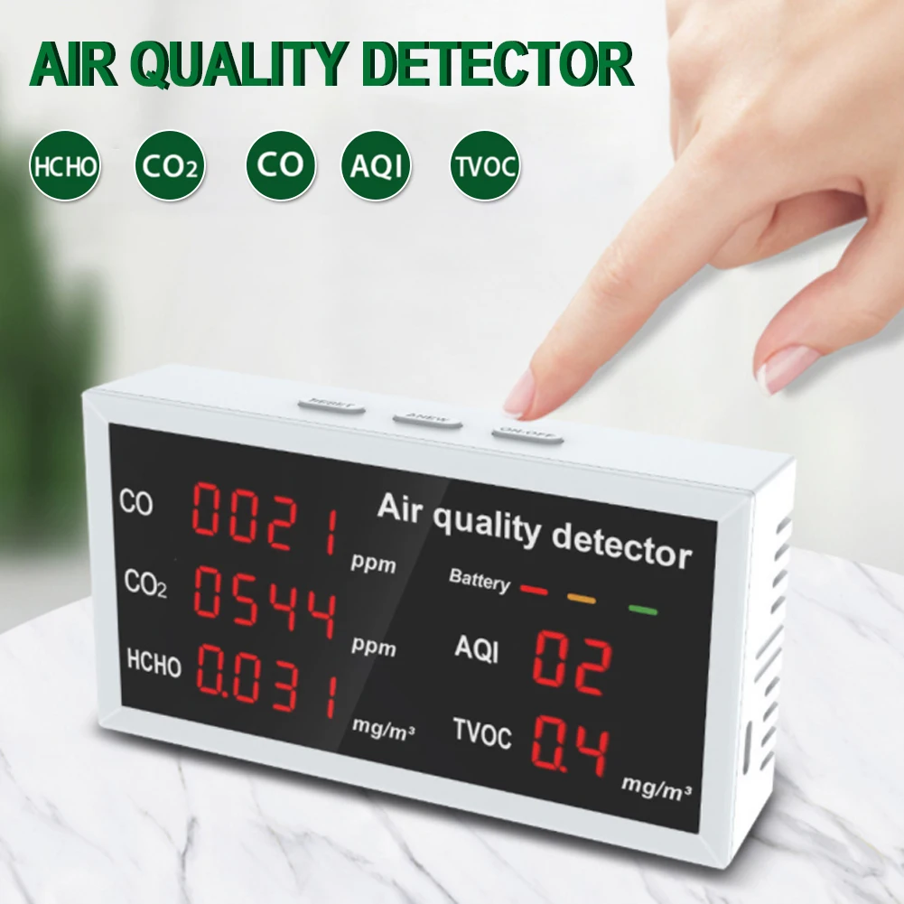 Air Quality Monitor Multi-function Display CO CO2 HCHO TVOC Detector CO2 Carbon Dioxide Meter Air Quality Monitor Gas Detector
Air Quality Monitor Multi-function Display CO CO2 HCHO TVOC Detector CO2 Carbon Dioxide Meter Air Quality Monitor Gas Detector