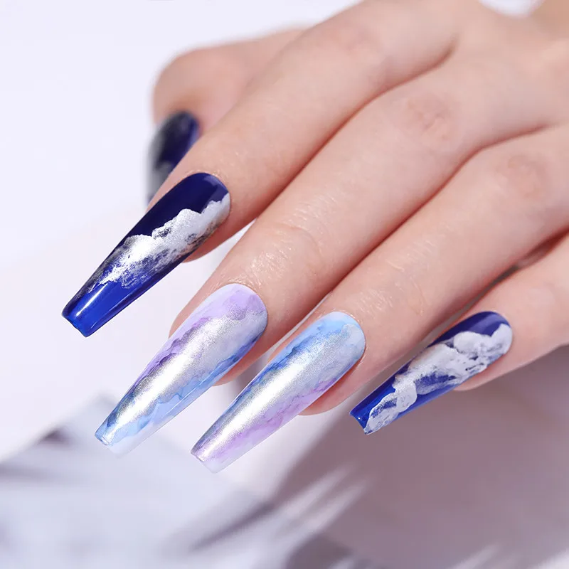 BORN PRETTY 7ml Nail Watercolor Ink Polish Metallic Effect Gold Silver Blue Purple Varnish Marble Nails | Красота и здоровье
