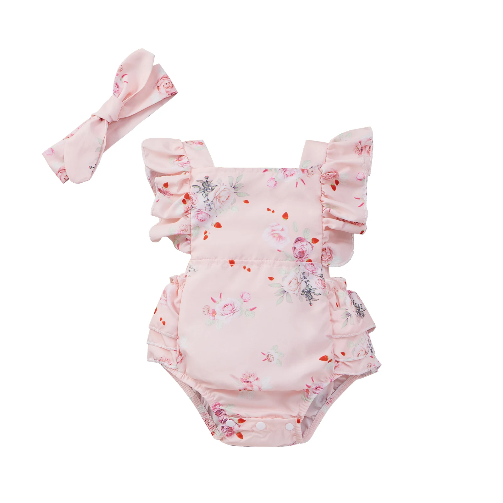 Baby Girls 2Pcs Summer Outfits, Cute Ruffle Sleeve Floral Print Romper with Headband Set
Baby Girls 2Pcs Summer Outfits, Cute Ruffle Sleeve Floral Print Romper with Headband Set