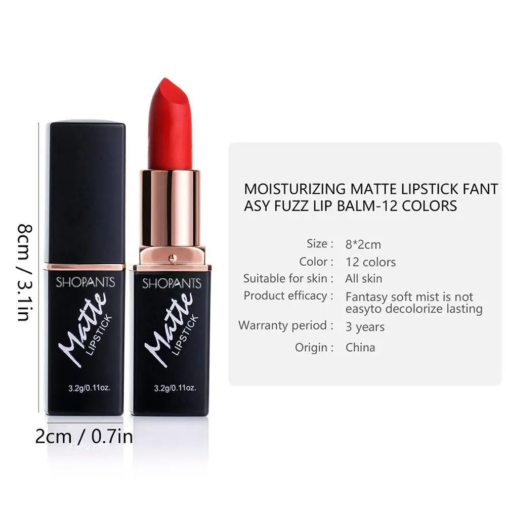 12 Color Matte Lipstick Red Lipstick Makeup Waterproof Long Lasting Soft Mist Lipstick Makeup
12 Color Matte Lipstick Red Lipstick Makeup Waterproof Long Lasting Soft Mist Lipstick Makeup