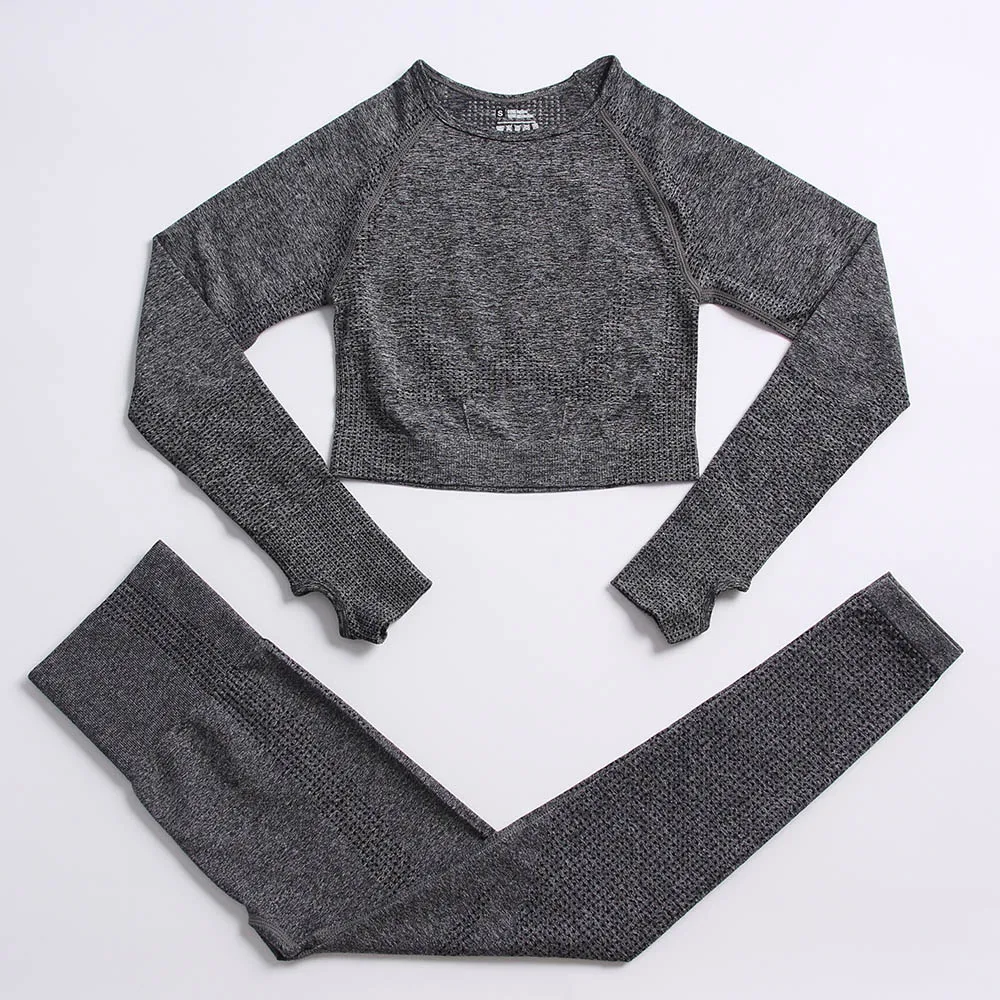 Dark Gray Seamless Yoga Set Workout Sportswear Gym Clothing Fitness Long Sleeve High Waist Leggings Sports Women Fitness Suits
Dark Gray Seamless Yoga Set Workout Sportswear Gym Clothing Fitness Long Sleeve High Waist Leggings Sports Women Fitness Suits