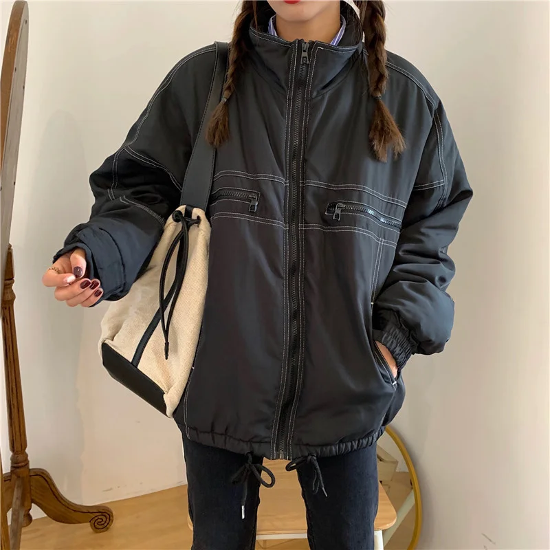 Stand Collar Open Thread Warm Thickened Loose Cotton Jacket Winter Design Sense Drawstring Long Sleeve Cotton Jacket
Stand Collar Open Thread Warm Thickened Loose Cotton Jacket Winter Design Sense Drawstring Long Sleeve Cotton Jacket
