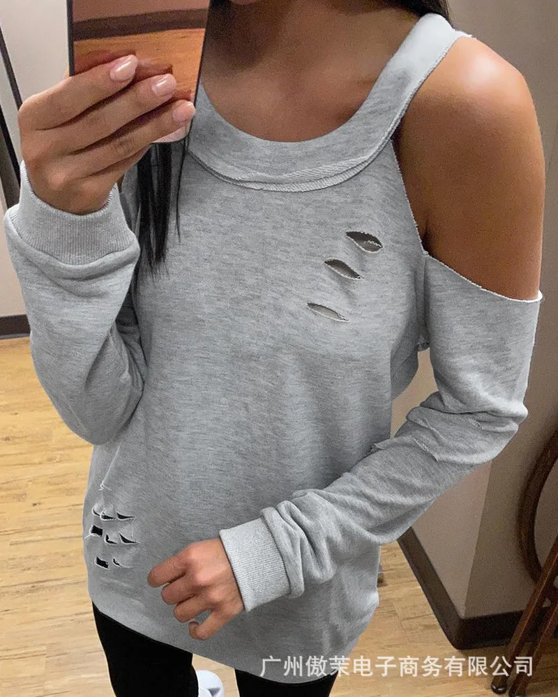 2021 women's autumn new long sleeve light gray off shoulder long sleeve casual sweater top
2021 women's autumn new long sleeve light gray off shoulder long sleeve casual sweater top