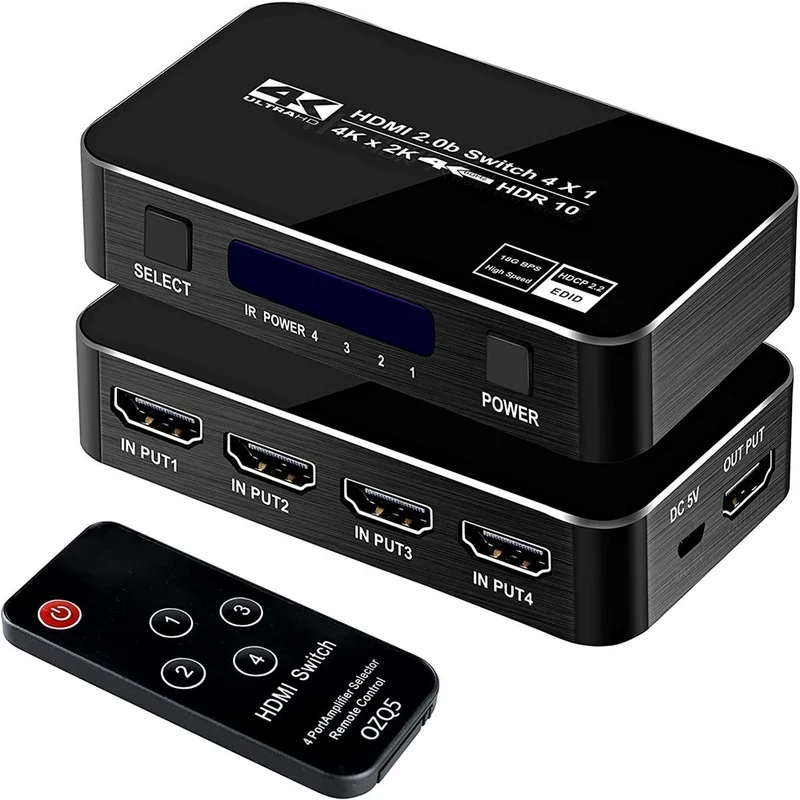 4 In 1 HDMI-compatible Switcher 4K 2160P 60HZ HDR Out 3.5mm Jack ARC IR Control for PS3 PS4 HDTV Projector 2.0 Splitter
4 In 1 HDMI-compatible Switcher 4K 2160P 60HZ HDR Out 3.5mm Jack ARC IR Control for PS3 PS4 HDTV Projector 2.0 Splitter