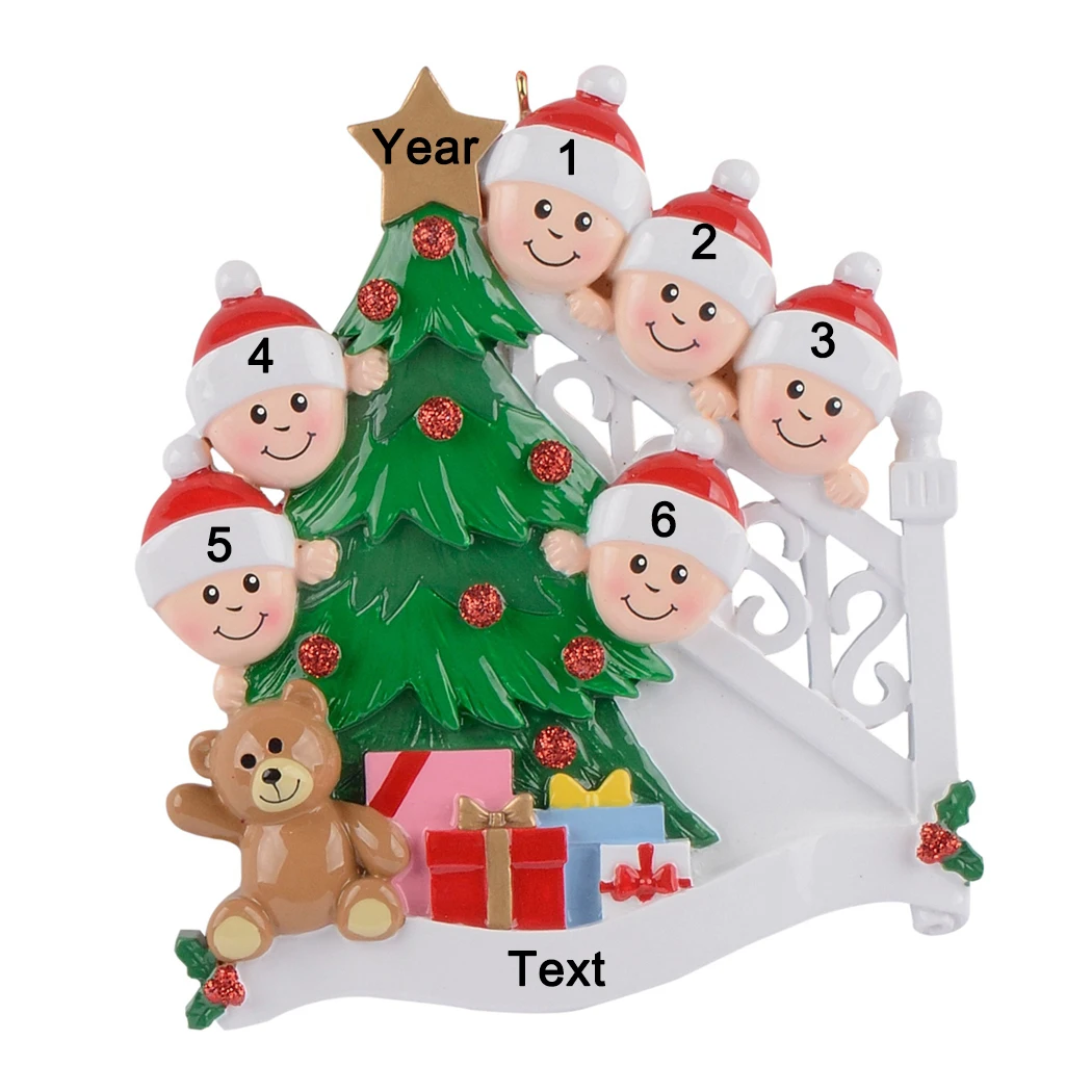 Personalized Happy Family Bannister Peeking Family of 6 Christmas Tree Ornament Present Gift Unpack with Bear Christmas Morning
Personalized Happy Family Bannister Peeking Family of 6 Christmas Tree Ornament Present Gift Unpack with Bear Christmas Morning