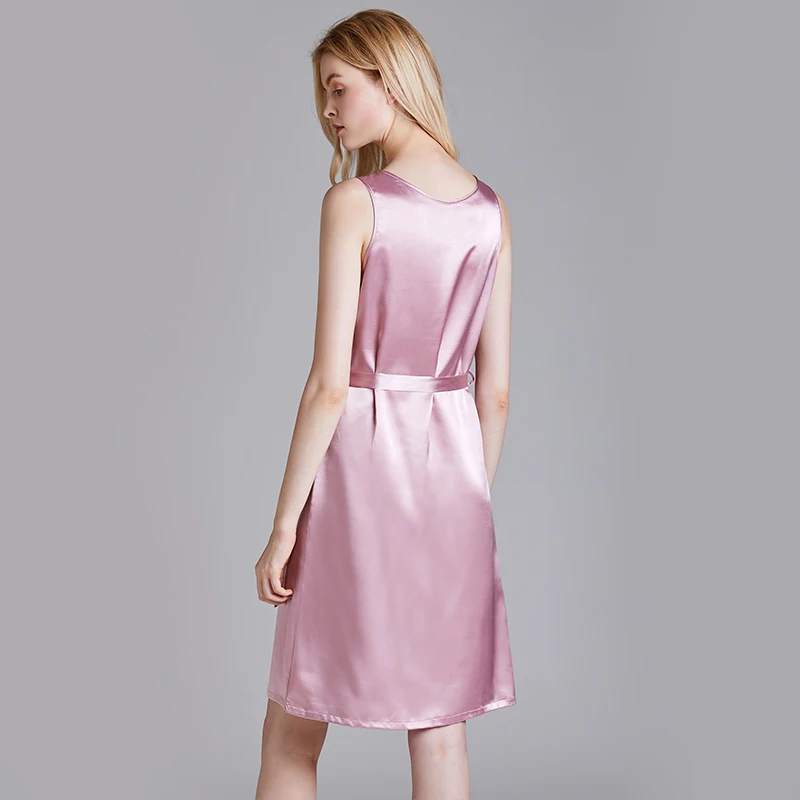 Spring Summer Womens Silk Sleep Dress Sexy Lingerie Satin Sleepwear Sashes Nightwear