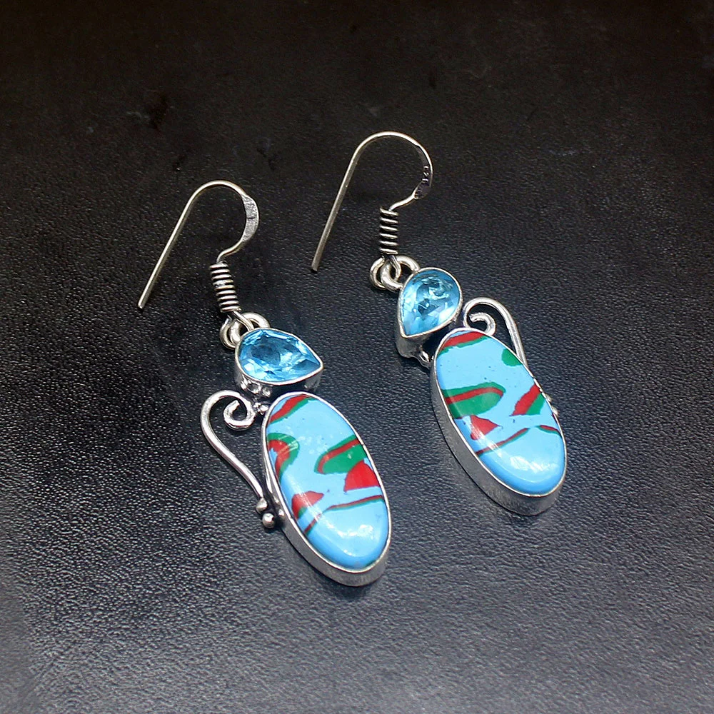 Gemstonefactory Big Promotion Unique 925 Silver Charm Stripe Jasper Blue Topaz Women Ladies Gifts Dangle Drop Earrings 20212247
Gemstonefactory Big Promotion Unique 925 Silver Charm Stripe Jasper Blue Topaz Women Ladies Gifts Dangle Drop Earrings 20212247