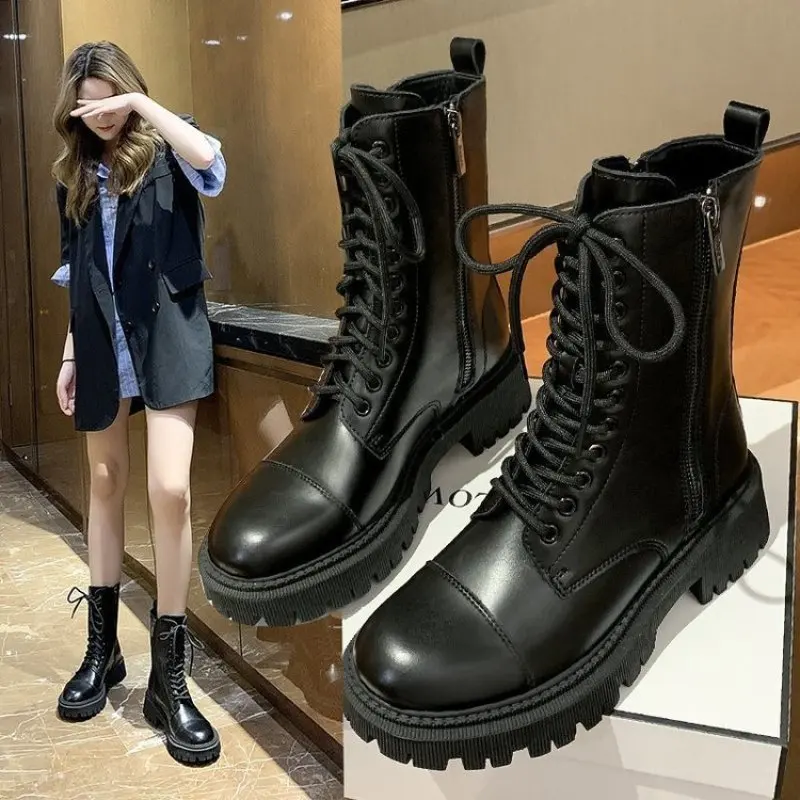 2022 Chunky Heel Platform Motorcycle Boots Women Round Toe Creeper Boots Designer Women Ankle Boots Botas De Mujer New Fashion
2022 Chunky Heel Platform Motorcycle Boots Women Round Toe Creeper Boots Designer Women Ankle Boots Botas De Mujer New Fashion