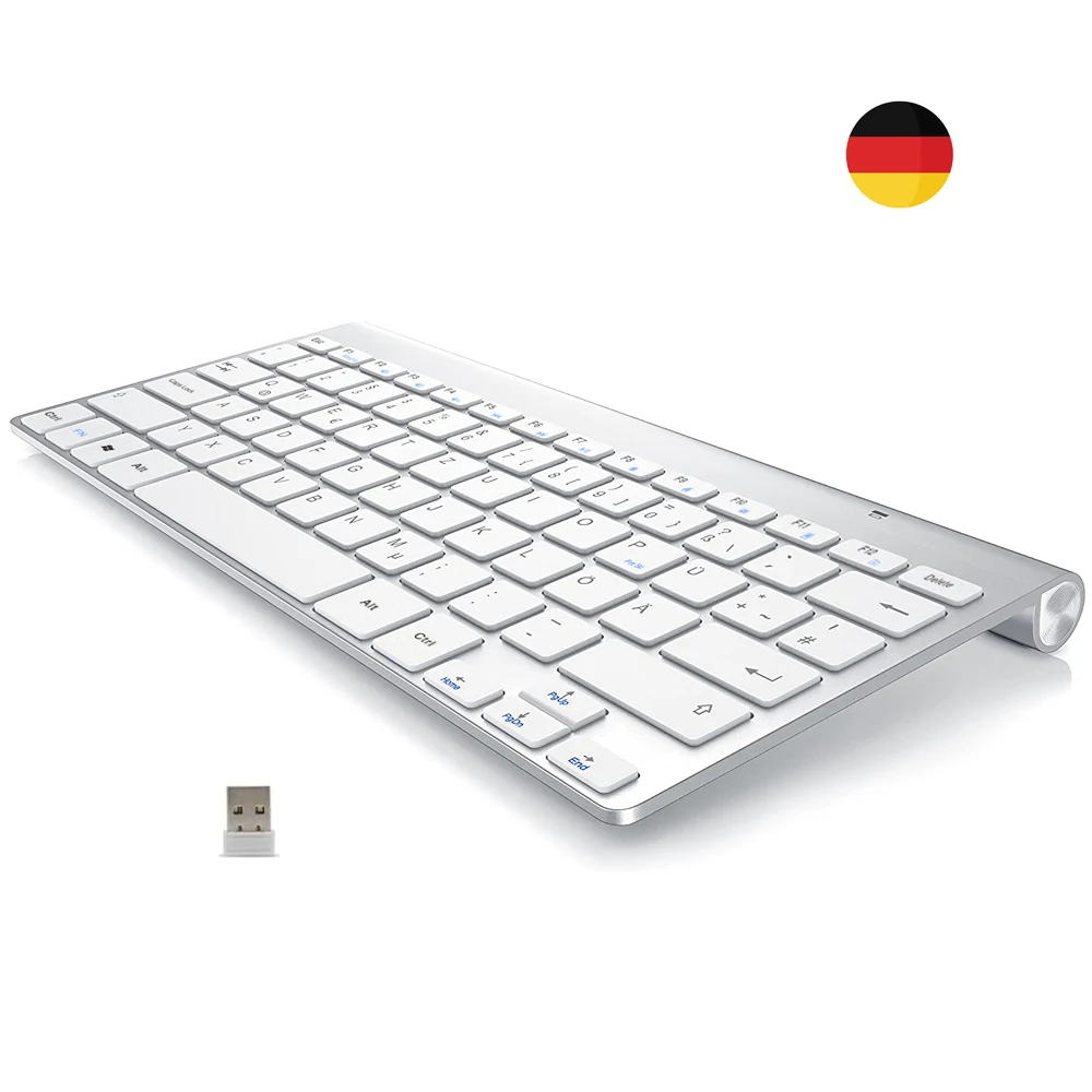 Немецкая беспроводная клавиатура QWERTZ 2 4G ультратонкая немецкая мультимедийная с