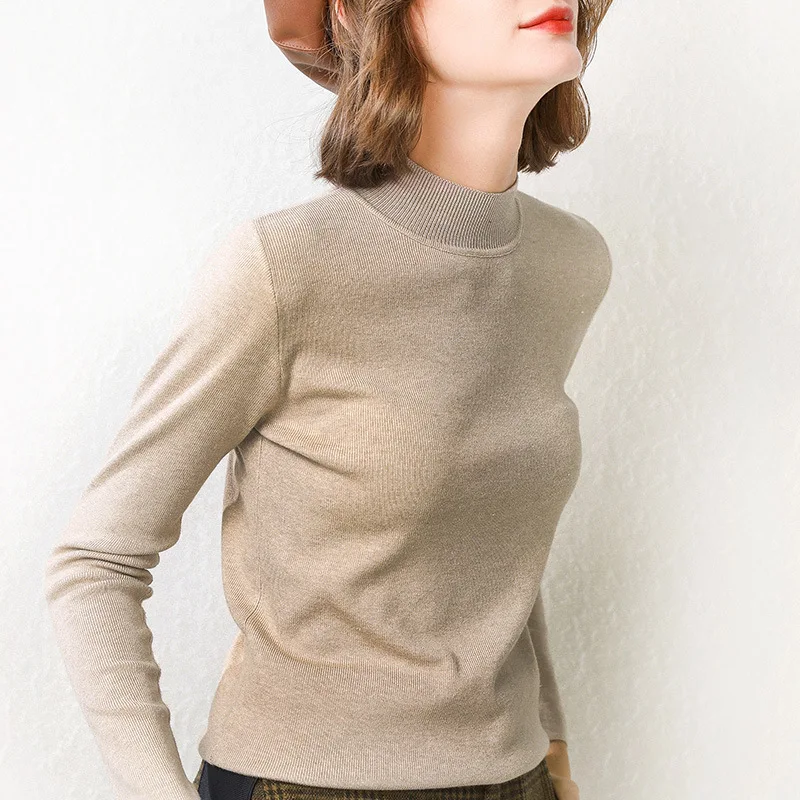 2021 Autumn Winter Women Pullover Mock Neck Women's Sweater Long Sleeve Knitted Bottoming Shirts Solid Slim Casual Sweaters 
2021 Autumn Winter Women Pullover Mock Neck Women's Sweater Long Sleeve Knitted Bottoming Shirts Solid Slim Casual Sweaters