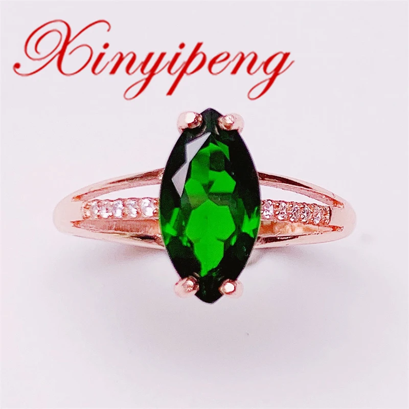 Xin Yipeng Fine Gemstone Jewelry Real S925 Sterling Silver Plated Rose Gold Inlaid Natural Diopside Ring Party Gift for Women
Xin Yipeng Fine Gemstone Jewelry Real S925 Sterling Silver Plated Rose Gold Inlaid Natural Diopside Ring Party Gift for Women