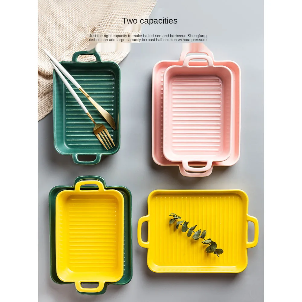 Ceramic 8.8" 10"Baking Dish for Roasting Lasagna Pan Oven Safe Casserole Bakeware with Handle Rectangular Table Dinner Trays
Ceramic 8.8" 10"Baking Dish for Roasting Lasagna Pan Oven Safe Casserole Bakeware with Handle Rectangular Table Dinner Trays
