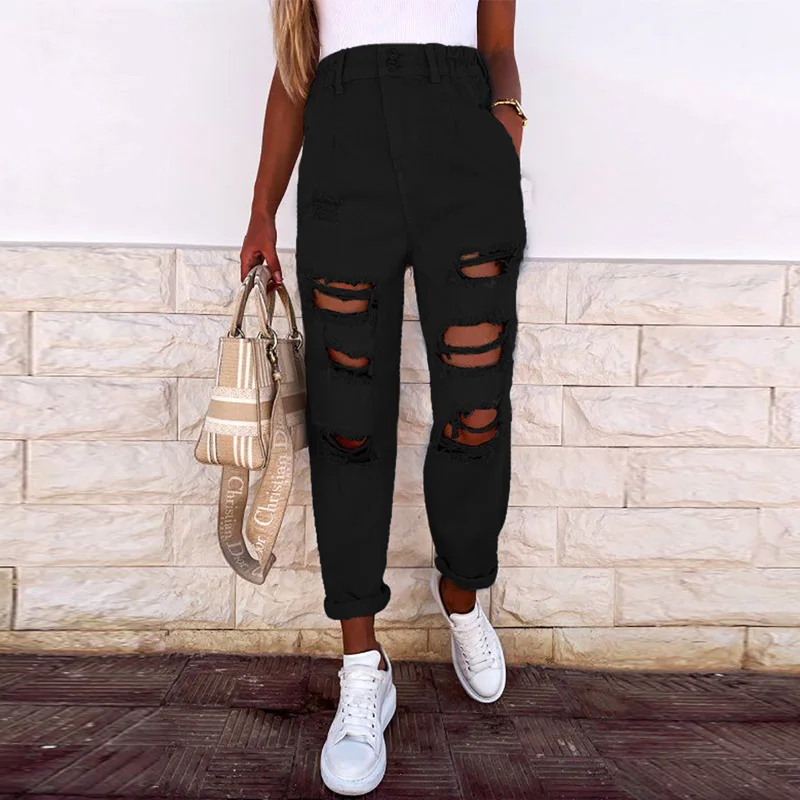 Autumn Winter New Women's Straight Jeans Casual Ripped Hole High Waist Denim Pants Fashion Elastic Waisted Loose Jean Trousers
Autumn Winter New Women's Straight Jeans Casual Ripped Hole High Waist Denim Pants Fashion Elastic Waisted Loose Jean Trousers