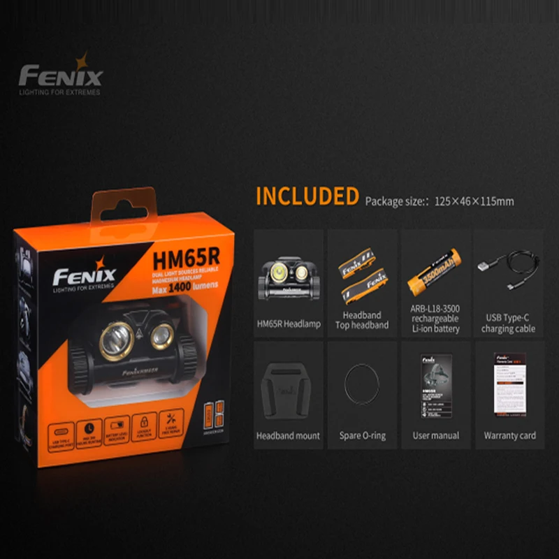 Двойные светильник Ники света Fenix HM65R 1400 люмен тройной магниевый налобный фонарь