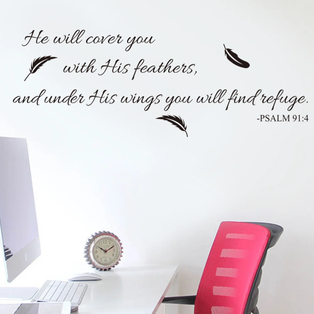 Vinyl Wall Art Inspirational Quotes and Saying Home Decor Decal Sticker Quote Psalm 91:4 Bible Verse Will Cover You with His
Vinyl Wall Art Inspirational Quotes and Saying Home Decor Decal Sticker Quote Psalm 91:4 Bible Verse Will Cover You with His