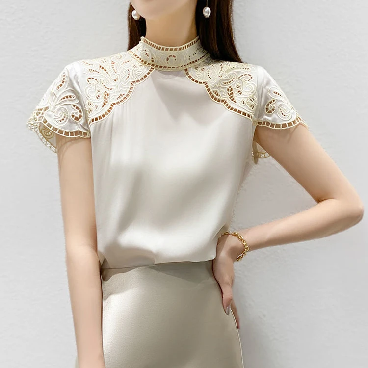 embroidery white silk short-sleeved shirt female summer 2021 new retro stand-up collar temperament was thin top
embroidery white silk short-sleeved shirt female summer 2021 new retro stand-up collar temperament was thin top