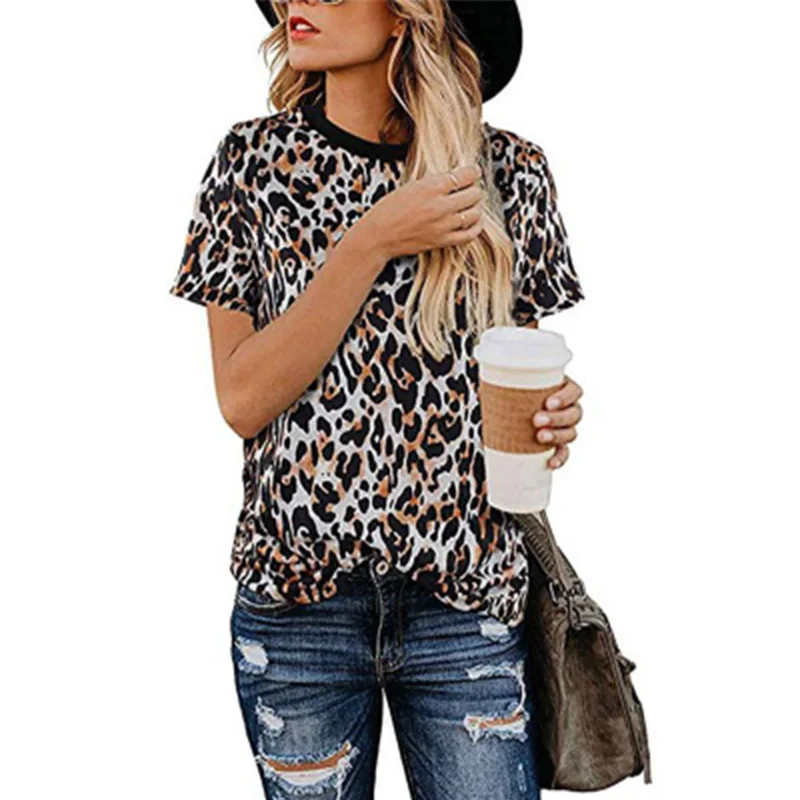 Spring Summer 2021 hot sale leopard print round neck short sleeve bottoming shirt pullover women's top T-shirt
Spring Summer 2021 hot sale leopard print round neck short sleeve bottoming shirt pullover women's top T-shirt