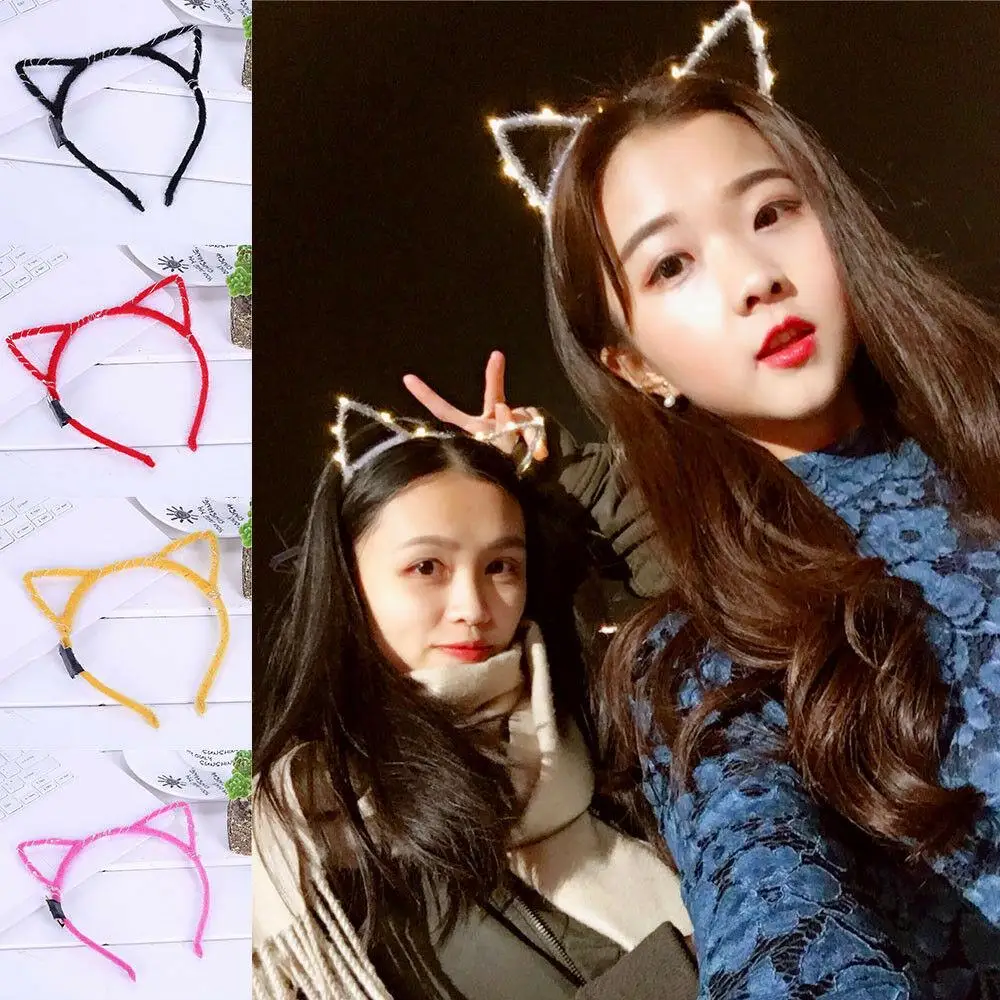 Women Girls LED Flashing Cute Pointed Cat Fox Ears Hair Hoop Glowing String Lights Plush Cloth Wrapped Headband Party Supplies
Women Girls LED Flashing Cute Pointed Cat Fox Ears Hair Hoop Glowing String Lights Plush Cloth Wrapped Headband Party Supplies
