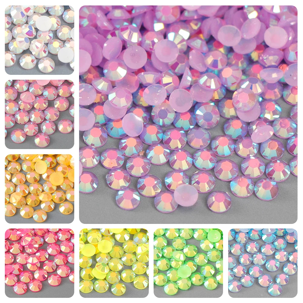 

2-4mm AB Jelly Resin Nail Rhinestones Round Flatback Glittler Strass Stones Nail Charms Accessories DIY 3D Nail Art Decoration
