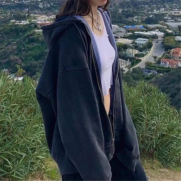 Autumn Women Zip Up Hoodies Casual Indie 90s Y2k Grunge Solid Long Sleeve Pocket Female Basic Sweatshirt Outwear Jacket Coat Top
Autumn Women Zip Up Hoodies Casual Indie 90s Y2k Grunge Solid Long Sleeve Pocket Female Basic Sweatshirt Outwear Jacket Coat Top