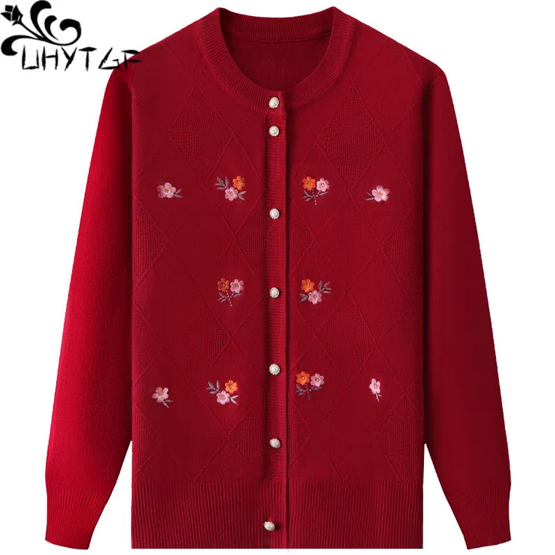 UHYTGF Middle-Aged Elderly Spring Sweater Jacket Cardigan For Women Fashion Embroidered Knitted Thin Coat Plus Size Sweater 2202
UHYTGF Middle-Aged Elderly Spring Sweater Jacket Cardigan For Women Fashion Embroidered Knitted Thin Coat Plus Size Sweater 2202